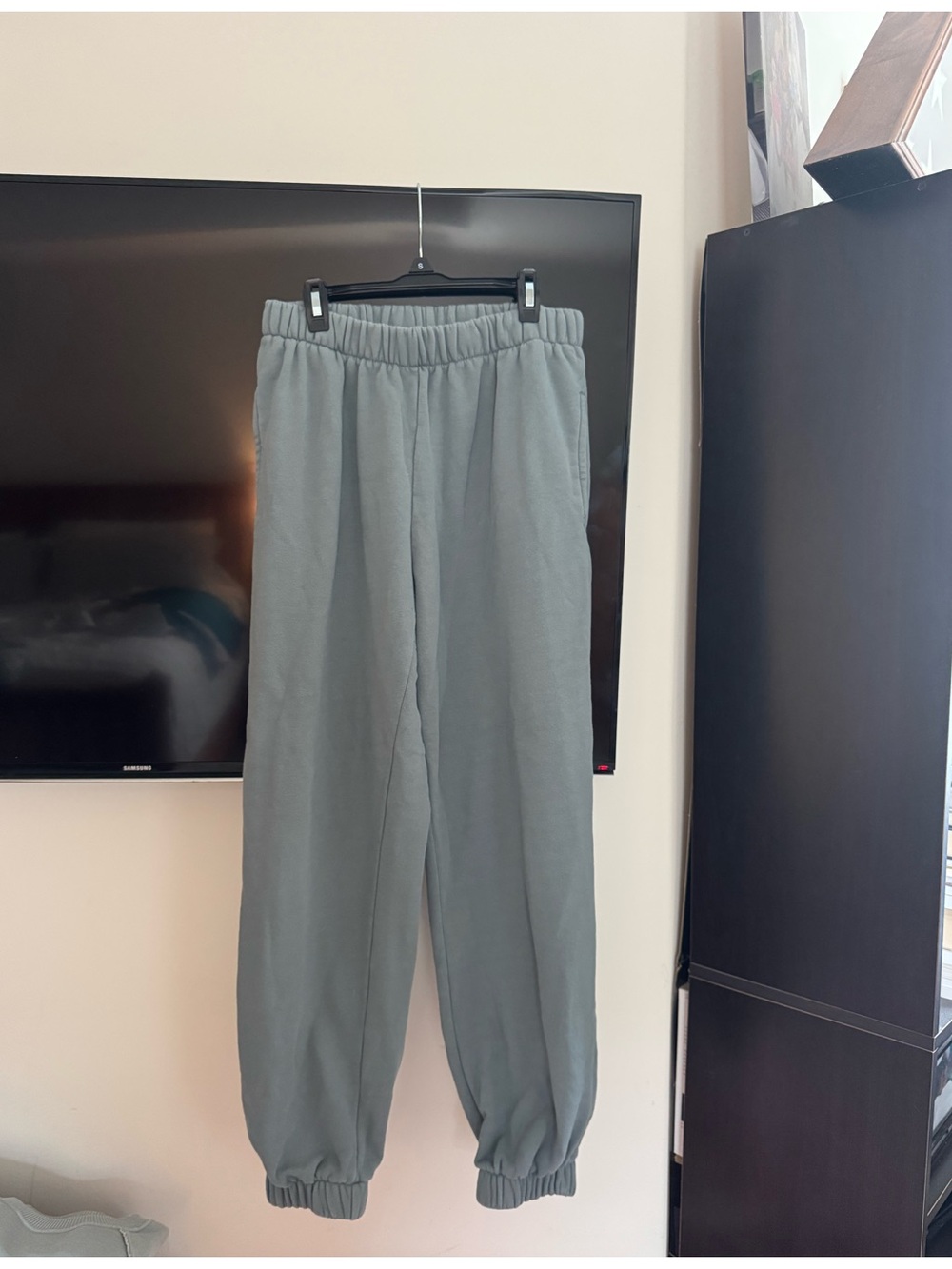 Brandy Melville Men's Jogger Pants in Sage Gray
